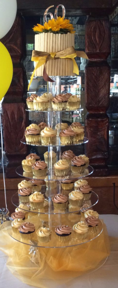 60th Birthday Cake and Cupcakes